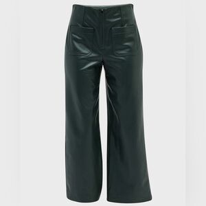 NWT Veronica Beard Emerald Green Cropped Faux Leather Pants Size 2